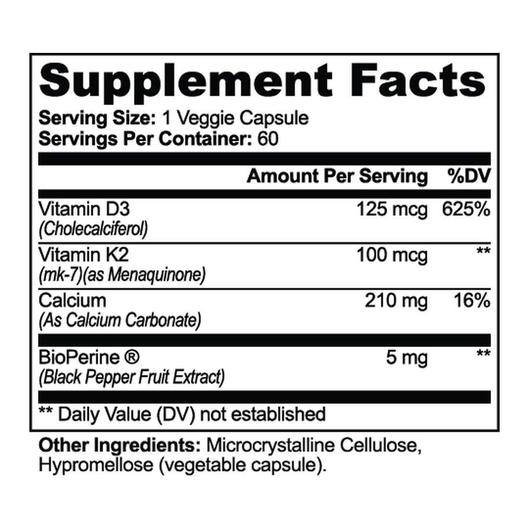 Bone and Heart Support supplement facts label