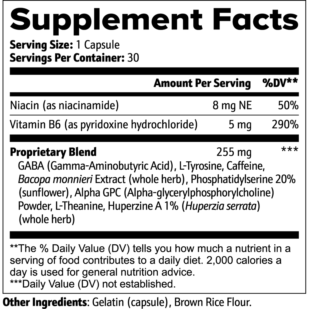 Cognitive Support supplement facts label